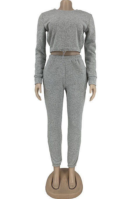 Black Modest New Cotton Hoody Tops Jogger Pants Plain Color Sets DN8643-4