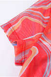 Blue Women Sexy Mesh Spaghetti Perspectivity Printing Bandage Pantihose Casual Pants Sets SX02857-2