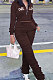 Coffee Wholesale Women's New Letter Embroidery Long Sleeve Zipper Tops High Waist Ruffle Pants Sets YMM9089-1