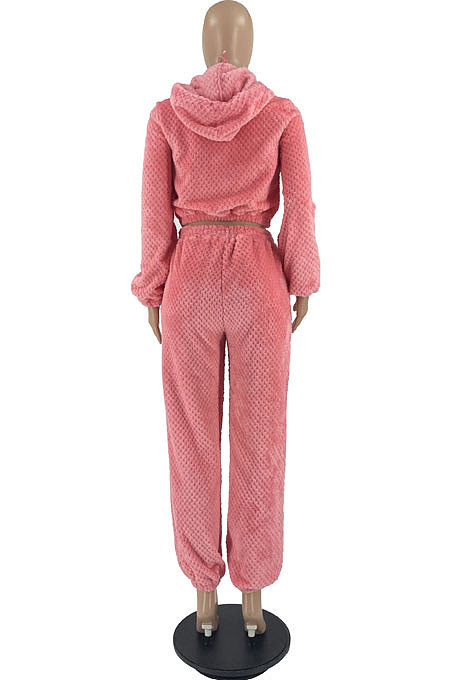 White Fashion Velvet Thicken Warm Strapless&Cardigan Jacket Coat Jogger Pants Sets YYF8269-1