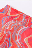 Blue Women Sexy Mesh Spaghetti Perspectivity Printing Bandage Pantihose Casual Pants Sets SX02857-2