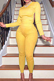 Pink Casual Sports Cotton Blend Long Sleeve O Neck Backless Tops Skinny Pants Sets YMT6250-2