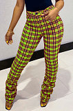 Red Wholesale New Gingham Printed Drawsting Ruffle Pants CM2163-1