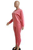 Pink Women Letters Printing Solid Color Pullover Pants Sets DY66301-1