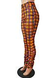 Red Wholesale New Gingham Printed Drawsting Ruffle Pants CM2163-1