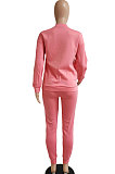 Orange Women Letters Printing Solid Color Pullover Pants Sets DY66301-2
