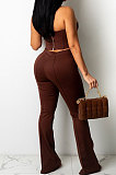 White Sexy Night Club Pure Color Zip Back Strapless Flare Pants Slim Fitting Suit CM2162-3