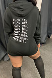 Black New Preppy Letter Printed Long Sleeve Casual Hoodie Tops SDE20134-1