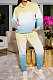Yellow Simple Gradient Printed Long Sleeve Loose Hoodie Tops Jogger Pants Sets BBN215-2