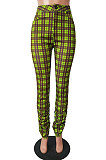 Orange Wholesale New Gingham Printed Drawsting Ruffle Pants CM2163-3
