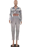 Silvet White Luxe Preppy Pure Color Long Sleeve Lapel Neck Single-Breasted Dew Waist Shirts Trousers Sets LSZ91193