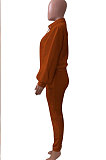 White Women Fleece Velvet Pure Color Long Sleeve Zipper Sport Casual Pants Sets NK265-1