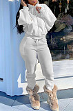 Pink Women Fleece Velvet Pure Color Long Sleeve Zipper Sport Casual Pants Sets NK265-2