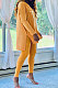 Yellow Euramerican Women Letters Printing Irregular V Collar Ruffle Casual Pants Sets DY66181-2