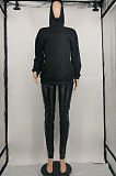 Black New Preppy Letter Printed Long Sleeve Casual Hoodie Tops SDE20134-1