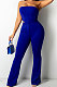 Blue Sexy Night Club Pure Color Zip Back Strapless Flare Pants Slim Fitting Suit CM2162-6