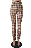 Red Wholesale New Gingham Printed Drawsting Ruffle Pants CM2163-1