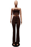 White Sexy Night Club Pure Color Zip Back Strapless Flare Pants Slim Fitting Suit CM2162-3