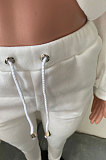 Pink Women Fleece Velvet Pure Color Long Sleeve Zipper Sport Casual Pants Sets NK265-2