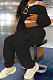 Black Women Pure Color Casual Zipper Hoodie Top Side Pocket Pants Sets DY6677-4