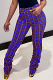 Orange Wholesale New Gingham Printed Drawsting Ruffle Pants CM2163-3