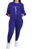 Pink Women Letters Printing Solid Color Pullover Pants Sets DY66301-1