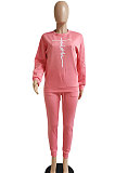 Orange Women Letters Printing Solid Color Pullover Pants Sets DY66301-2