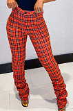 Orange Wholesale New Gingham Printed Drawsting Ruffle Pants CM2163-3