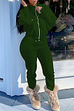 Pink Women Fleece Velvet Pure Color Long Sleeve Zipper Sport Casual Pants Sets NK265-2