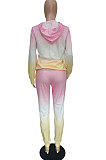 Light Blue Simple Gradient Printed Long Sleeve Loose Hoodie Tops Jogger Pants Sets BBN215-1