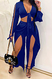 Olive Green Women Sexy Deep V Collar Pure Color High Waist Hollow Out Spliced Pants Sets KA7214-5