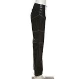 PU Material High Waist Pants