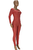 Black Sexy Night Club See-Through Long Sleeve Solid Color Bodycon Jumpsuits YT3292-1