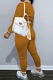 Red Modest Sports Webbing Spliced Letter Printed Long Sleeve Jaket Coat Skinny Pants Baseball Uniform Sets WM21011-2