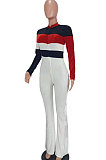 Black Women Sexy Velvet Spliced Long Sleeve Zipper Mid Wasit Casual Jumpsuits  ED8532-3