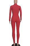 Black Women Solid Color High Collar Ribber Irregular Top Pants Sets ED8531-3