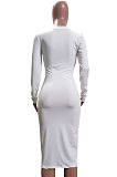 Wine Red Night Club Women's Long Sleeve Round Neck Hollow Out Bodycon Dress YX9043-1