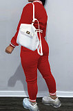Blue Modest Sports Webbing Spliced Letter Printed Long Sleeve Jaket Coat Skinny Pants Baseball Uniform Sets WM21011-1
