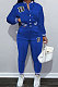 Blue Modest Sports Webbing Spliced Letter Printed Long Sleeve Jaket Coat Skinny Pants Baseball Uniform Sets WM21011-1