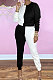 Black White Casual Women's Contarst Color Spliced Long Sleeve T-Shirts Jogger Pants Sets X9331-1