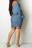 Apricot Women Sexy Deep V Collar Solid Color Mini Dress KA7212-3