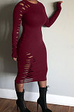 Black Night Club Women's Long Sleeve Round Neck Hollow Out Bodycon Dress YX9043-5
