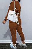 Blue Modest Sports Webbing Spliced Letter Printed Long Sleeve Jaket Coat Skinny Pants Baseball Uniform Sets WM21011-1