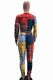 Multicolor Women Autumn Printing Sexy Pants Sets YSH86267