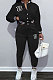 Black Modest Sports Webbing Spliced Letter Printed Long Sleeve Jaket Coat Skinny Pants Baseball Uniform Sets WM21011-3