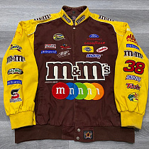 Yellow Women Cardigan Long Sleeve Casual Stand Collar Loose Printing Short Coat HJC8339-1