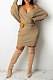 Apricot Women Sexy Deep V Collar Solid Color Mini Dress KA7212-3