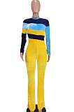 White Women Sexy Velvet Spliced Long Sleeve Zipper Mid Wasit Casual Jumpsuits ED8532-1
