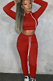 Gray Lady Autumn Winter Sexy Casual Crop Hoodie Bandage Zipper Sweater And Velvet Pants Sets JP1056-2
