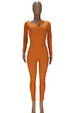 Black Sexy Night Club See-Through Long Sleeve Solid Color Bodycon Jumpsuits YT3292-1